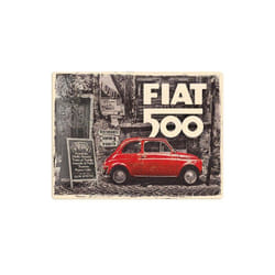 Nostalgic Art - Plaque décorative en métal en relief 40 x 30 cm Fiat 500 - Red car in the street