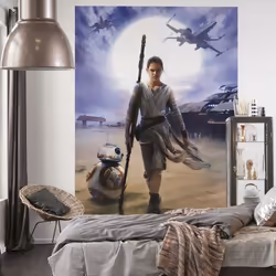 Papier Peint - Star Wars - Rey - Intissé - 184 x 254 cm - Motif enfant