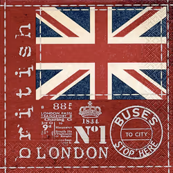 PW International 20 Serviettes British, Papier, Rouge, 14 an(s), 99 an(s), unisexe, Multicolore