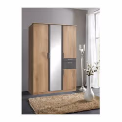 KOBLENZ Armoire de chambre - Structure en panneaux de particules décor chene et gris graphite - Style et design contemporain  ...