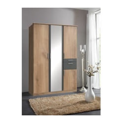 Les Tendances - koblenz Armoire de chambre - Contemporain - Decor chene et gris graphite - l 135 cm
