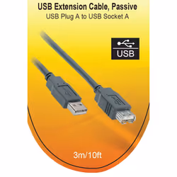 V7 Câble d'extension USB 2.0 USB 2.0 A vers A (m/f) gris 3 m, 3 m, USB A, USB A, USB 2.0, Mâle/Femelle, Noir