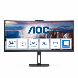 AOC V5 CU34V5CW/BK, 86,4 cm (34"), 3440 x 1440 pixels, Wide Quad HD, LED, 1 ms, Noir