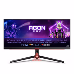 AOC AGON PRO AG344UXM, 86,4 cm (34"), 3440 x 1440 pixels, UltraWide Quad HD, LED, 1 ms, Noir, Rouge