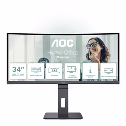 AOC CU34P3CV, 86,4 cm (34"), 3440 x 1440 pixels, UltraWide Quad HD, LED, 4 ms, Noir
