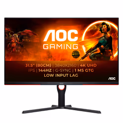 AOC G3 U32G3X/BK, 80 cm (31.5"), 3840 x 2160 pixels, 4K Ultra HD, LED, 1 ms, Noir, Rouge