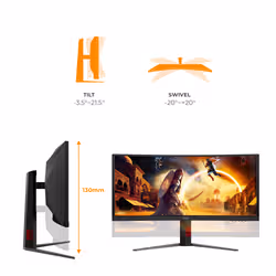 AOC G4 34" CU34G4CA écran plat de PC 34" Noir, Rouge - Vue supplémentaire 4