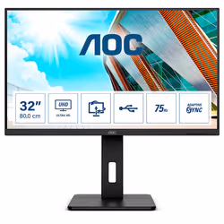 AOC P2 U32P2, 80 cm (31.5"), 3840 x 2160 pixels, 4K Ultra HD, LED, 4 ms, Noir