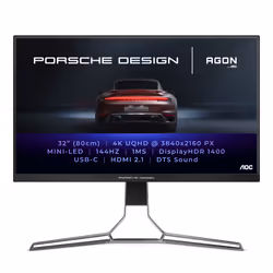 AOC Porsche PD32M, 80 cm (31.5"), 3840 x 2160 pixels, 4K Ultra HD, LCD, 1 ms, Noir, Gris