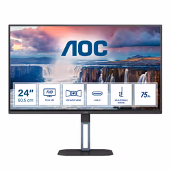 AOC V5 24V5C/BK, 60,5 cm (23.8"), 1920 x 1080 pixels, Full HD, LED, 1 ms, Noir