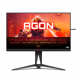 AOC AGON 5 AG275QZN/EU, 68,6 cm (27"), 2560 x 1440 pixels, Quad HD, 0,5 ms, Noir, Rouge