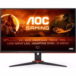 AOC G2 Q27G2E/BK, 68,6 cm (27"), 2560 x 1440 pixels, Quad HD, 1 ms, Noir, Rouge