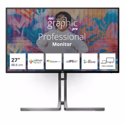 AOC U27U3CV, 68,6 cm (27"), 3840 x 2160 pixels, 4K Ultra HD, LCD, 4 ms, Noir