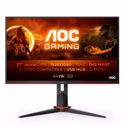 AOC G2 27G2U5/BK, 68,6 cm (27"), 1920 x 1080 pixels, Full HD, LED, 1 ms, Noir, Rouge