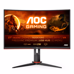 AOC G2 C27G2ZU/BK, 68,6 cm (27"), 1920 x 1080 pixels, Full HD, LED, 0,5 ms, Noir, Rouge
