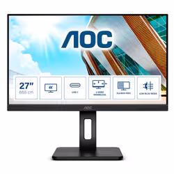 AOC U27P2CA, 68,6 cm (27"), 3840 x 2160 pixels, 4K Ultra HD, LED, 4 ms, Noir
