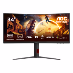 AOC G4 CU34G4Z, 86,4 cm (34"), 3440 x 1440 pixels, Wide Quad HD, LED, 1 ms, Noir, Rouge