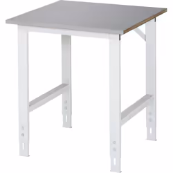 Poste de travail réglable en hauteur, piétement 60 x 30 mm, plateau en inox, l x p 750 x 800 mm. Produit livré = en partie dé ...