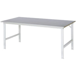Table de travail Tom RAU LxPxH 2000x1000x760-1080mm, plateau en tôle d'acier