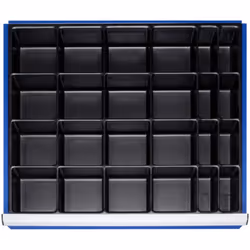 Caractéristiques :Casier pour petites pièces hauteur 45 mm à insérer dans le tiroir. Avec 24 compartiments (16 x L128xP128 mm ...