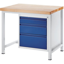 Tabli sur piétement, 3 tiroirs taille l - hauteur de - RAU