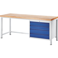 Tabli sur piétement, 4 tiroirs taille xl, profondeur 700 - RAU
