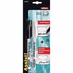 Ednet CD-Marker + Permanent Eraser, Noir