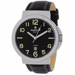 Montre Homme Alpha Saphir Cuir - Analogique - Noir - Rond