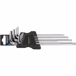 description Jeu de tournevis coudés, longs, six pans, avec tête sphérique. Tournevis coudé pour vis à six pans creux, forme l ...
