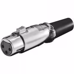 Goobay 11223, XLR-3 pin, Noir, Argent, Femelle, Droit, Polyvinyl chloride (PVC), Zinc, Nickel