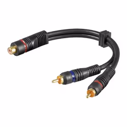 Goobay AVK 308-0020 0.2m PL, RCA, Mâle, 2 x RCA, Femelle, 0,2 m, Noir