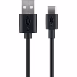 Goobay 38675, 0,1 m, USB A, USB C, USB 2.0, 480 Mbit/s, Noir