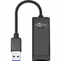 Goobay 39038, Avec fil, USB, Ethernet, 1000 Mbit/s, Noir