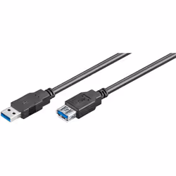 Goobay 43998, 1,8 m, USB A, USB A, USB 3.2 Gen 1 (3.1 Gen 1), Mâle/Femelle, Noir