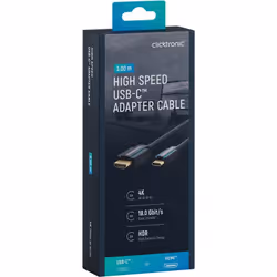 ClickTronic 44930 câble vidéo et adaptateur 3 m USB Type-C HDMI Type A (Standard) Noir