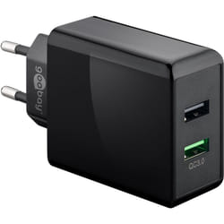 Goobay 44956 chargeur d'appareils mobiles Caméra Numérique, Écouteurs, Téléphone portable, Smartwatch, Tablette Noir Secteur Charge rapide Intérieure