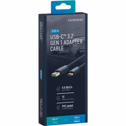ClickTronic 45123 câble USB 0,5 m USB 3.2 Gen 1 (3.1 Gen 1) USB C USB A Noir