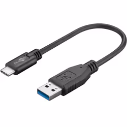 Goobay 45247 câble USB 0,15 m USB 3.2 Gen 1 (3.1 Gen 1) USB A USB C Noir