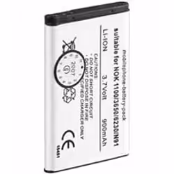 Tecxus MP f/ NOK 1100/6230(BL-5C) 900mAh Li-Ion, Batterie, Lithium-Ion (Li-Ion), 900 mAh, 3,7 V, 24 g, 53 x 33 x 6 mm