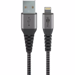 Goobay 49269, 2 m, Lightning, USB A, Mâle, Mâle, Noir, Gris