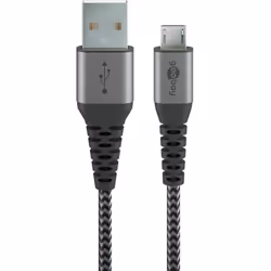 Goobay 49283, 2 m, Micro-USB B, USB A, USB 2.0, Noir, Gris