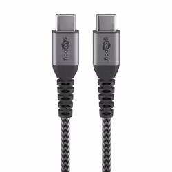 Goobay 49302, 1 m, USB C, USB C, USB 2.0, Gris, Argent