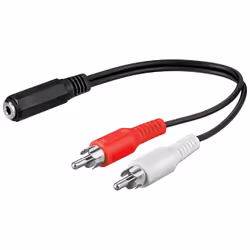 Goobay 50092, 3,5mm, Femelle, 2 x RCA, Mâle, 0,2 m, Noir, Rouge, Blanc