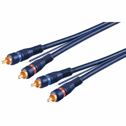 Goobay 50175, 2 x RCA, Mâle, 2 x RCA, Mâle, 5 m, Bleu, Rouge