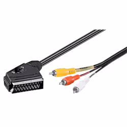 Goobay 50364, 2 m, SCART (21-pin), 3 x RCA, Mâle, Mâle, Droit