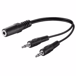 Goobay AVK 325-020 0.2m, Mâle, 3,5mm, Femelle, 0,2 m, Noir