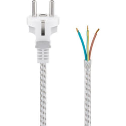 Goobay 50504 câble électrique Argent, Blanc 3 m Prise d'alimentation type F CEE7/7