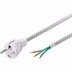 Goobay 50504 câble électrique Argent, Blanc 3 m Prise d'alimentation type F CEE7/7