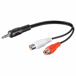 Goobay 50600, 3,5mm, Mâle, 2 x RCA, Femelle, 0,2 m, Noir, Rouge, Blanc