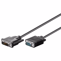 Microconnect DVI-I 12+5 - VGA 1m, 1 m, DVI-I, DVI-I, Mâle, Mâle, Noir